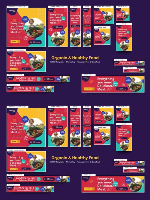 有機健康食品橫幅廣告設計素材指南